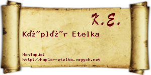 Káplár Etelka névjegykártya