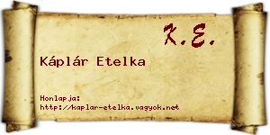 Káplár Etelka névjegykártya